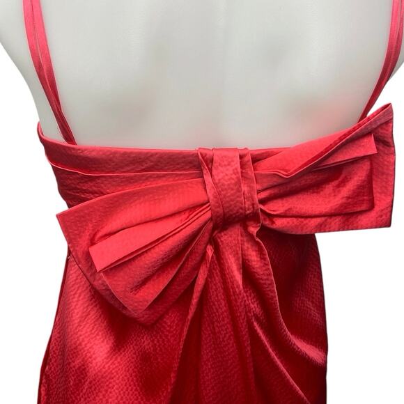 BCBGMaxazria Pink 100% Silk Bow Spaghetti Cami Camisole Mini Tank Slip Dress 2 - Picture 4 of 6